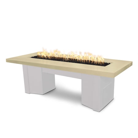 The Outdoor Plus 60 Alameda Fire Table Smooth Concrete, 110V Play Electr. Ignition, Vanilla Concrete Top, Liq. Propane OPT-ALMGFRC60EKIT-VAN-WHT-LP